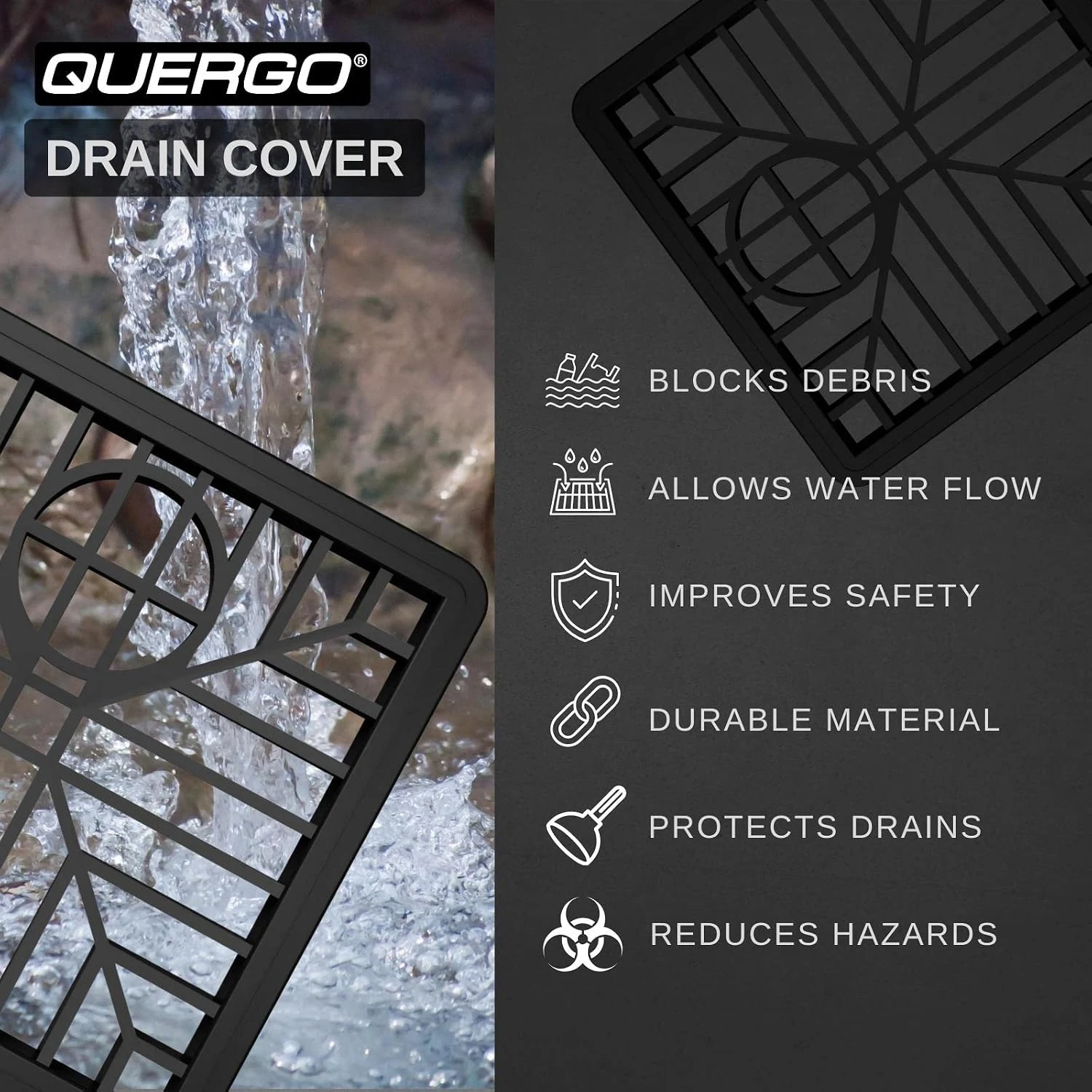 QUERGO Square Plastic Drain Cover 150mm