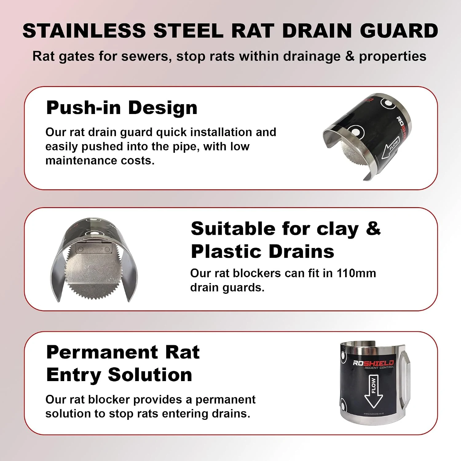 Roshield Rat Drain Guard 110mm One-Way Flap
