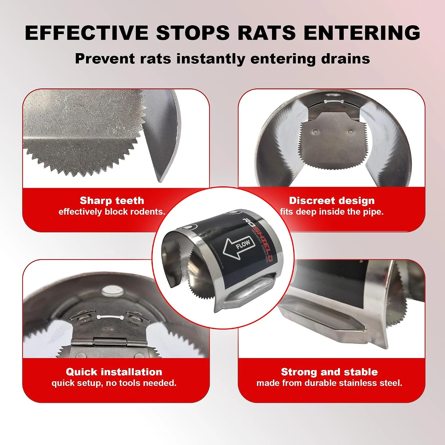 Roshield Rat Drain Guard 110mm One-Way Flap